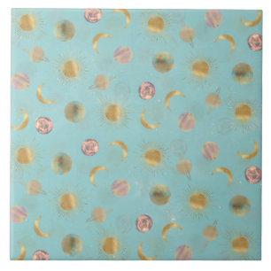 Dourada ilustração azul do espaço da Lua Sun