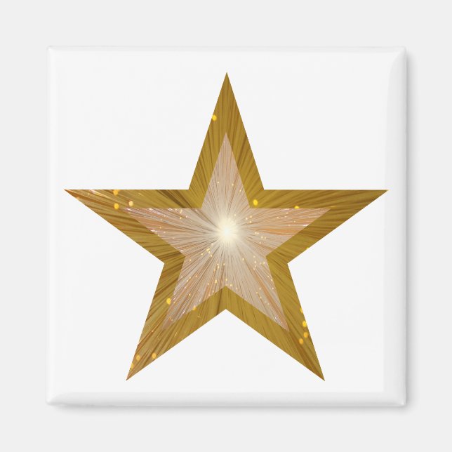 Dourada imã de geladeira estelar branca (Frente)