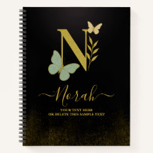 Dourada - Letra N Cobrir do notebook Butterfly