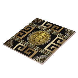 Dourada Medusa Chave Grega "O Novo Azulejo Colonia