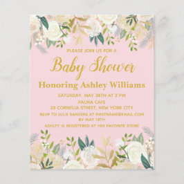 Dourada Menina rosa-rosa com convite para Chás de 