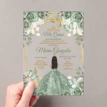 Dourada Mis Quince Dusty Green Quinceañera