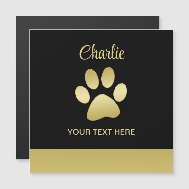 Dourada pata de cão brilhante sobre fundo negro (Frente/Verso)