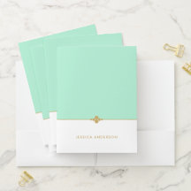 Dourada Personalizada Mint Branco Elegante