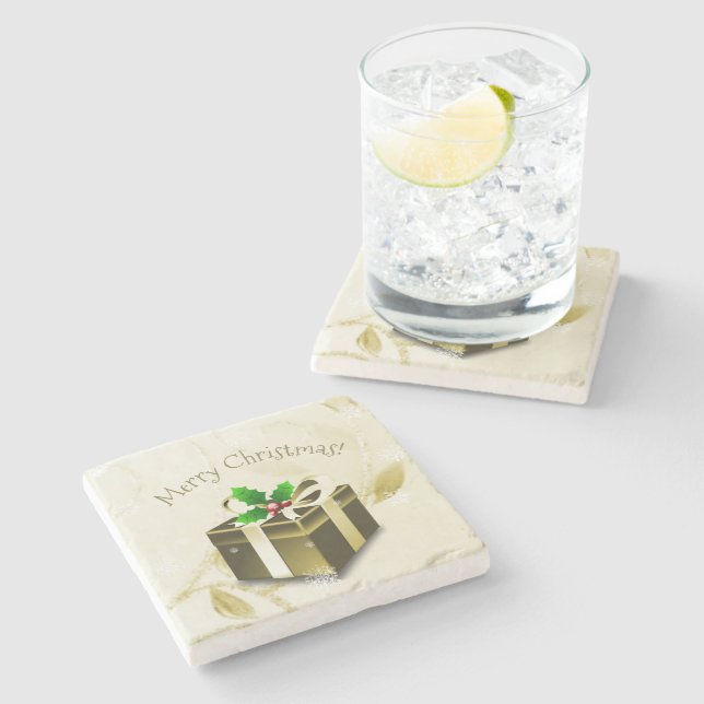 Dourada Porta copos de Pedra de Presente de Natal (Lateral)