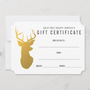 Dourada Reindeer / Certificado de Presente Moderno