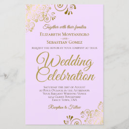 Dourada renda no Lilac BUDGET Casamento Convite Gr