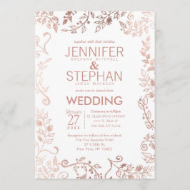 Dourada Rosa Branca Elegante Convite para Casament