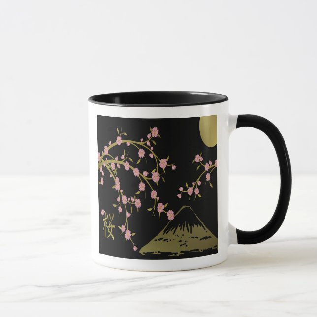 Dourada Sakura, cor-de-rosa, caneca japonesa (Direita)