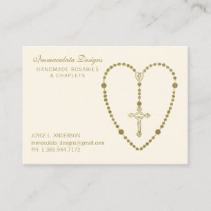 Dourada Santa Rosária Crucifixo Cartão de visita r
