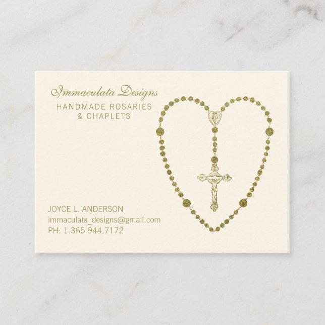 Dourada Santa Rosária Crucifixo Cartão de visita r (Frente)