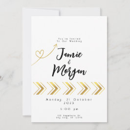 Dourada Seta Brilhante Seta Branca Convite