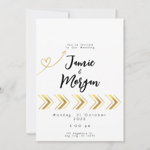 Dourada Seta Brilhante Seta Branca Convite
