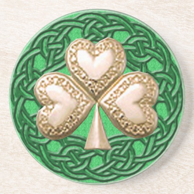 Dourada Shamrock na Porta copos Celtic Knos (Frente)
