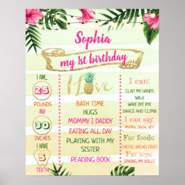 Dourada tropical Aloha Birthday Poster