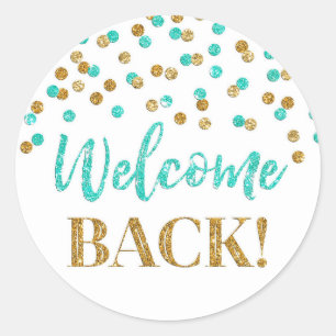 Dourada Turquoise Confetti Bem-vinda ao adesivo tr