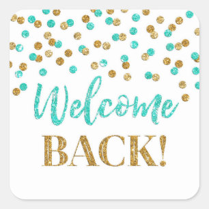 Dourada Turquoise Confetti Bem-vinda ao adesivo tr