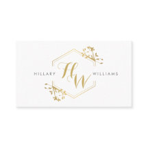 Dourada Vinha e Folha Monograma Cartão de visita d