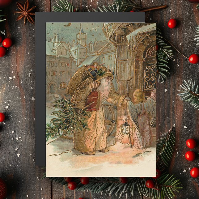 Dourada Vintage Pai Natal e Anjo (Criador carregado)