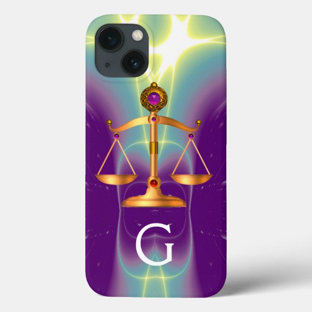 DOURADAS ESCALAS JURÍDICAS COM PEDRAS GEM MONOGRAM (Verso)