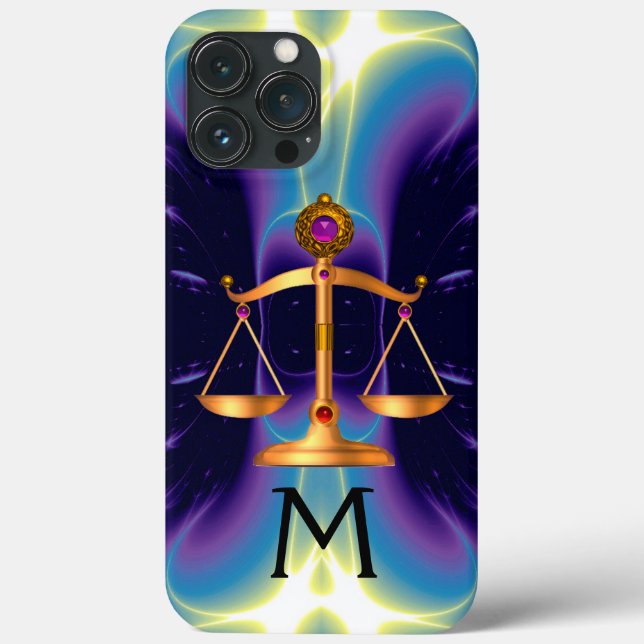 DOURADAS ESCALAS JURÍDICAS COM PEDRAS GEM MONOGRAM (Verso)