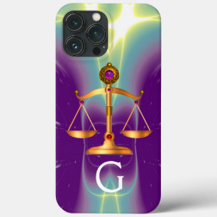 DOURADAS ESCALAS JURÍDICAS COM PEDRAS GEM MONOGRAM