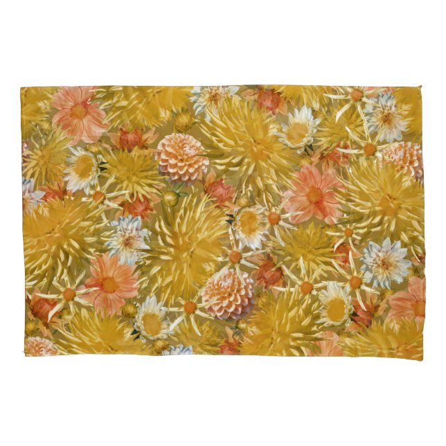 Douradas flores dahlia, design floral vintage. (Frente)