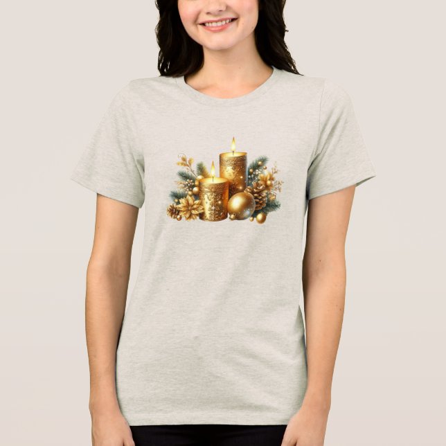 Douradas velas no Natal Camiseta das Mulheres (Frente)
