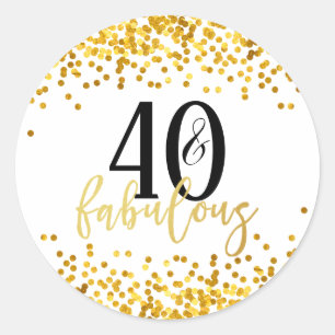 Dourado 40 e adesivos fabulosos de aniversário de 