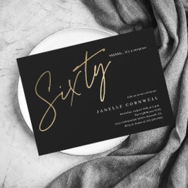 Dourado 60º Convite de Aniversário do Script de Or