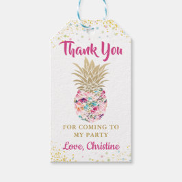 Dourado Abacaxi Floral De Rosa Obrigado Etiquetas