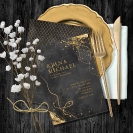 Dourado Abstrato de Casamento V1 Black ID867