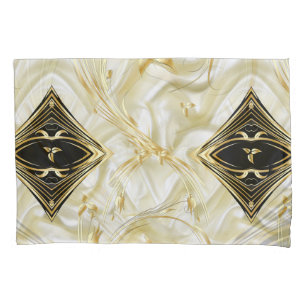Dourado Abstrato-flores e preto na folha de seda C