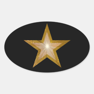 Dourado adesivo oval de estrela preto