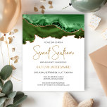 Dourado Agate Verde Caçador de Orçamento Docente 1<br><div class="desc">Este convite de aniversário de 16 anos da Trendy apresenta uma imagem de aquarela de um geode agado em tons de verde caçador com realces falsos de ouro. As palavras "Doce Dezesseis" aparecem na falsa brilha dourada em letra decorativa moderna de escrita manual. Personalize-o com o nome do honroso em...</div>
