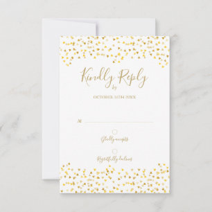 Dourado Amor Corações Confetti Assinatura RSVP