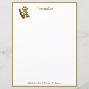 Dourado Amor, seu Papel de carta de impressão Pet