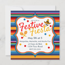 Dourado Azul Vermelho Cinco de Mayo Convite