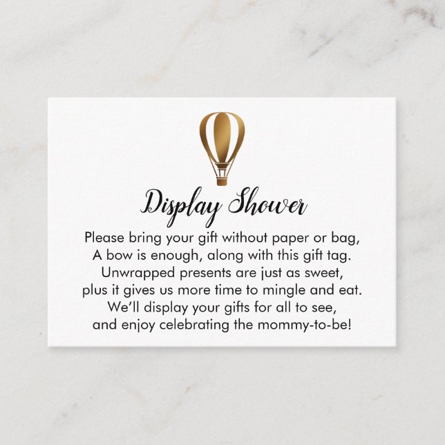 Dourado Balão de Ar Quente Chá Inserir Cartões (Frente)