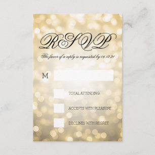 Dourado Bokeh Lights Elegant Wedding RSVP