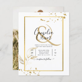 Dourado Branco Clássico de Convite para Foto de Or