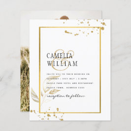 Dourado Branco Clássico de Convite para Foto de Or