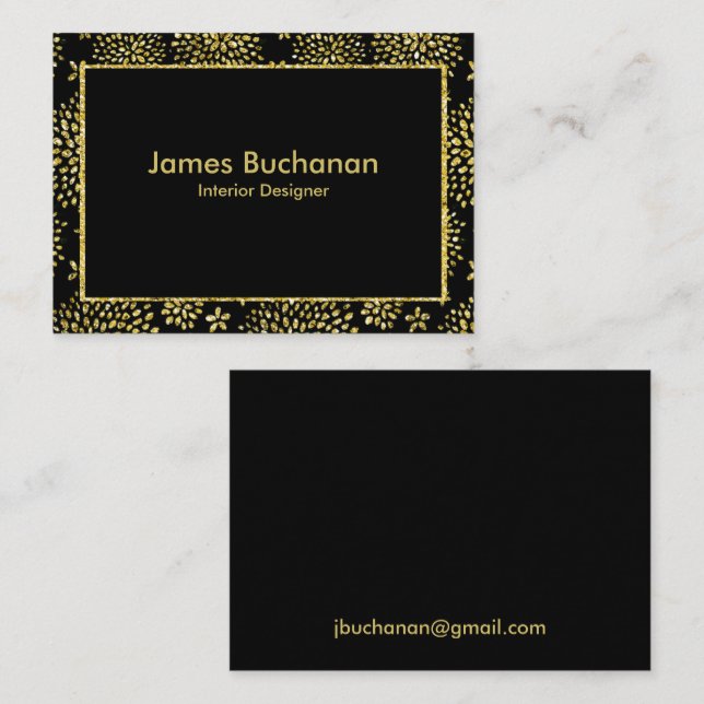 Dourado brilho no Cartão de visita preto (Frente/Verso)