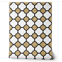 Dourado Brilho Preto e Branco Geométrico Quatrefoi