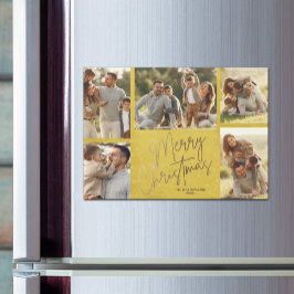 Dourado Cartão Magnético Amarelo de Fotos de Natal