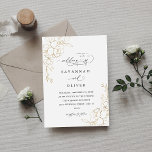 Dourado Casamento Branco Floral e Preto<br><div class="desc">Enche os convidados para o casamento inesquecível que terá com os Dourados Convites de Casamento Branco Floral e Negro.</div>