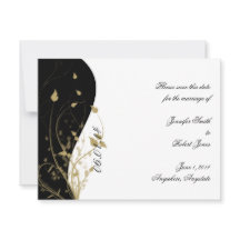 Dourado Casamento Curvo Floral Guardar o Cartão Da