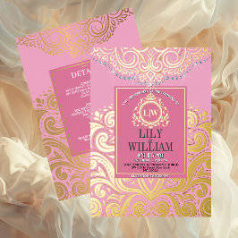 Dourado Casamento Elegante Rosa Artdeco Diamond Mo