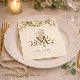 Dourado Casamento Floral Branco Católico - Cartão 