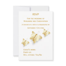 Dourado casamento RSVP Cartões Borboletas Design